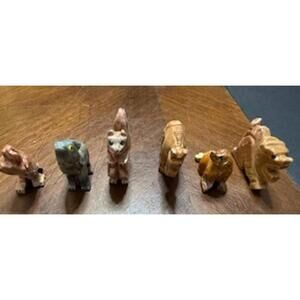 Set of 6 Hand Carved Stone Spirit Animal Figurines